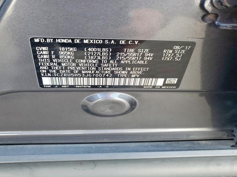 Продажа на аукционе авто 2018 Honda Hr-v, vin: 3CZRU5H53JG700742, номер лота: 54977986