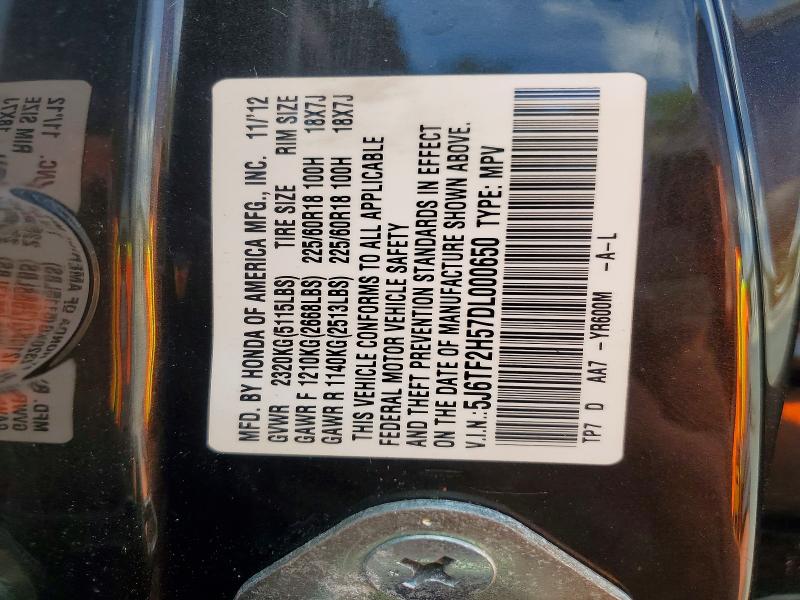 52220296 :رقم المزاد ، 5J6TF2H57DL000650 vin ، 2013 Honda Crosstour مزاد بيع