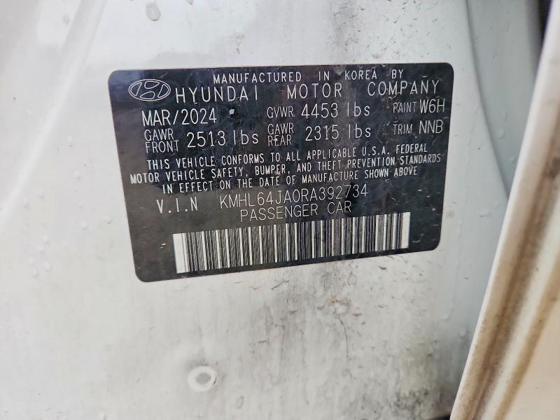 53827056 :رقم المزاد ، KMHL64JA0RA392734 vin ، 2024 Hyundai Sonata مزاد بيع