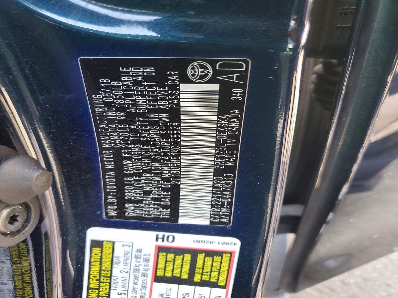 54709996 :رقم المزاد ، 2T1BURHE1KC128824 vin ، 2019 Toyota Corolla مزاد بيع