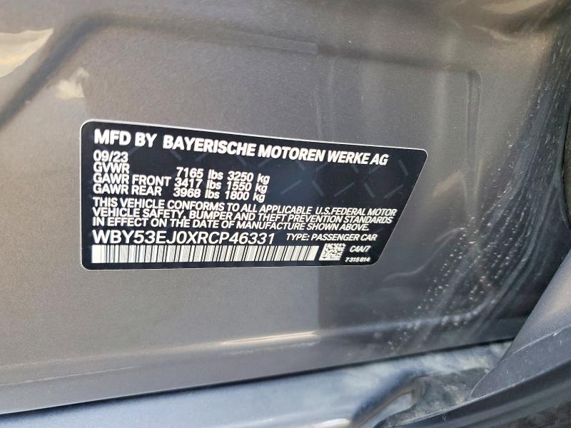 Aukcja sprzedaży 2024 Bmw I7, vin: WBY53EJ0XRCP46331, numer aukcji: 53220226