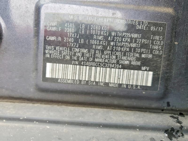 Продажа на аукционе авто 2012 Subaru Outback, vin: 4S4BRBCC5C3294204, номер лота: 53226696