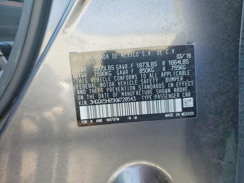 54202036 :رقم المزاد ، 3HGGK5H65KM728543 vin ، 2019 Honda Fit مزاد بيع