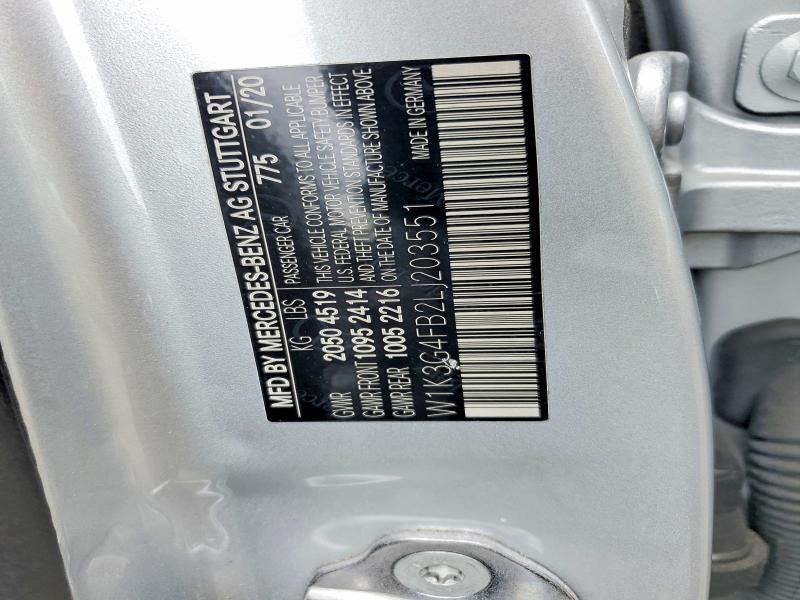 2020 Mercedes-benz A მანქანა იყიდება აუქციონზე, vin: W1K3G4FB2LJ203551, აუქციონის ნომერი: 54252076