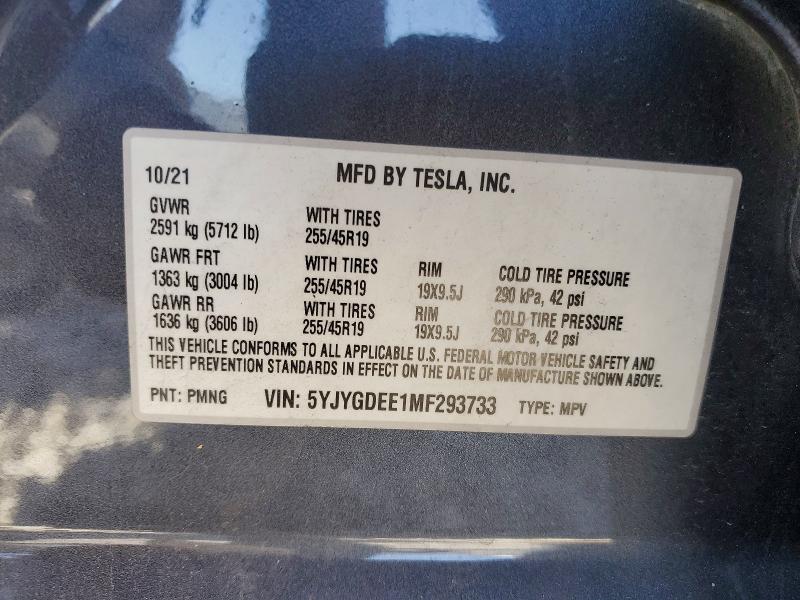 Продаж на аукціоні авто 2021 Tesla Model Y, vin: 5YJYGDEE1MF293733, номер лоту: 54721996