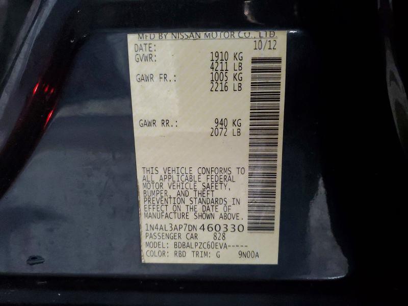 52752776 :رقم المزاد ، 1N4AL3AP7DN460330 vin ، 2013 Nissan Altima مزاد بيع
