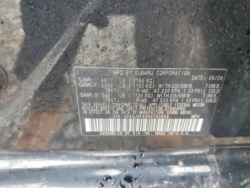 2024 Subaru Crosstrek მანქანა იყიდება აუქციონზე, vin: 4S4GUHF60R3793868, აუქციონის ნომერი: 52324116
