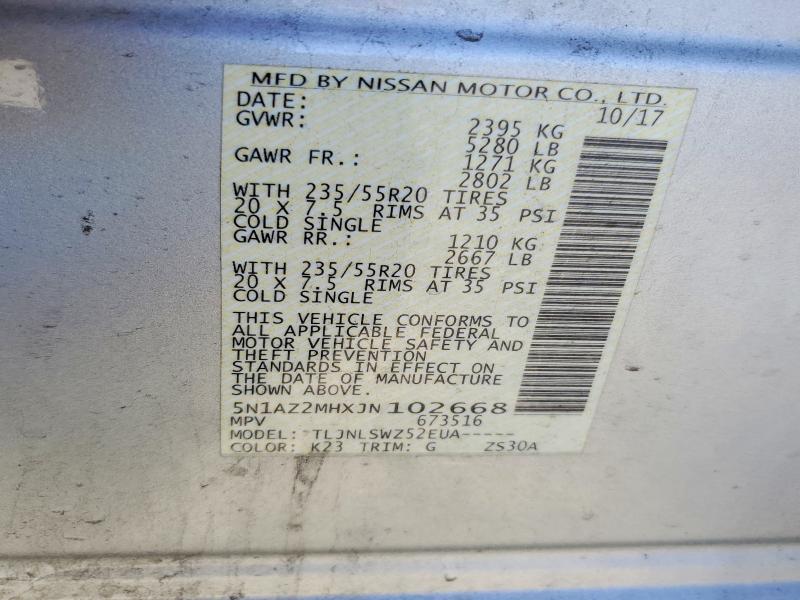 Продаж на аукціоні авто 2018 Nissan Murano, vin: 5N1AZ2MHXJN102668, номер лоту: 53098066