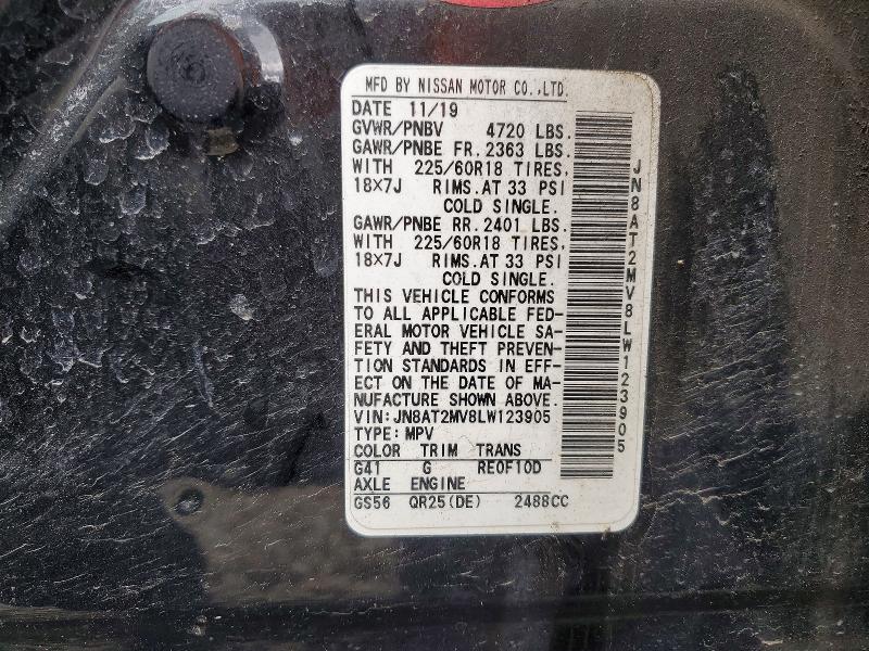 2020 Nissan Rogue მანქანა იყიდება აუქციონზე, vin: JN8AT2MV8LW123905, აუქციონის ნომერი: 51764666