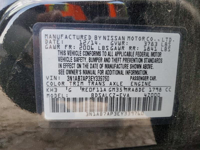 Aukcja sprzedaży 2014 Nissan Sentra, vin: 3N1AB7AP3EY339760, numer aukcji: 53483336