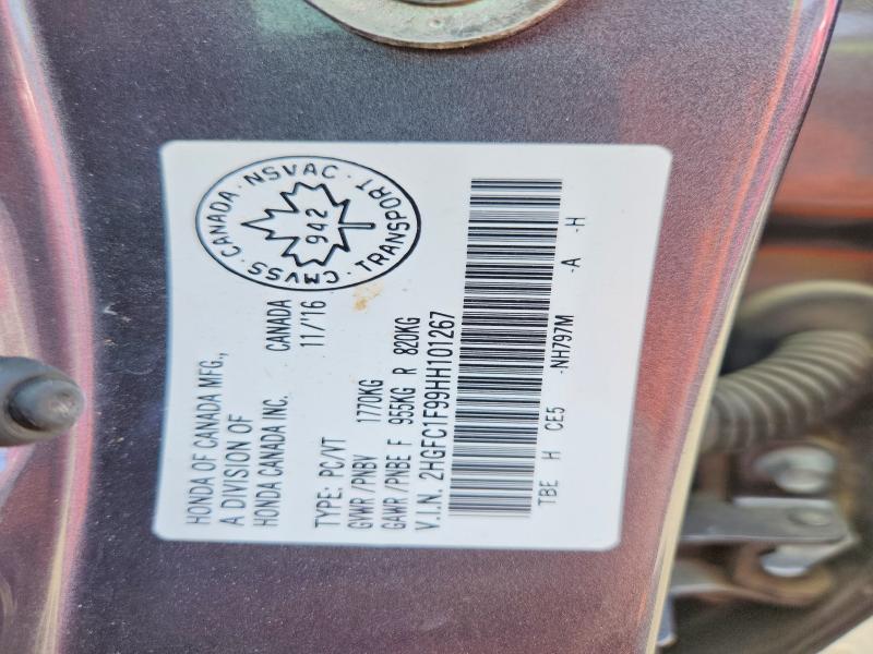 Aukcja sprzedaży 2017 Honda Civic, vin: 2HGFC1F99HH101267, numer aukcji: 52956766