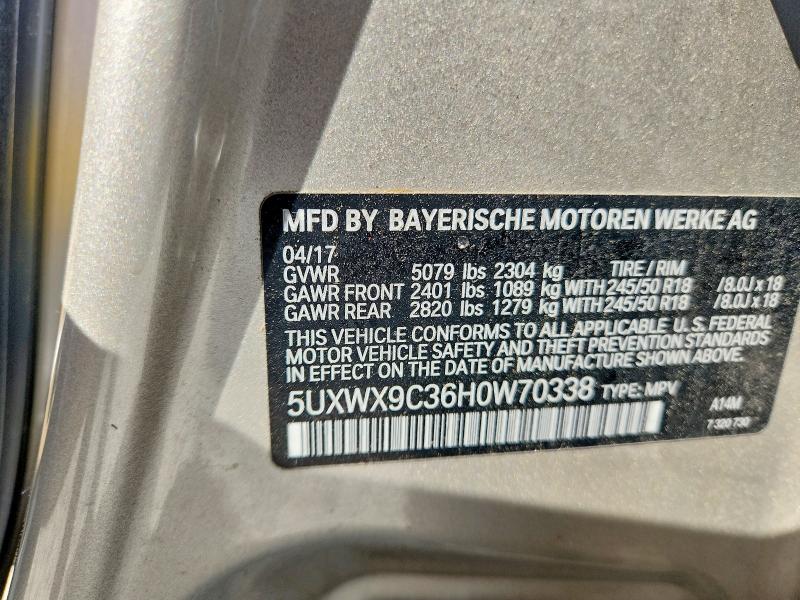 Продаж на аукціоні авто 2017 Bmw X3, vin: 5UXWX9C36H0W70338, номер лоту: 54155886