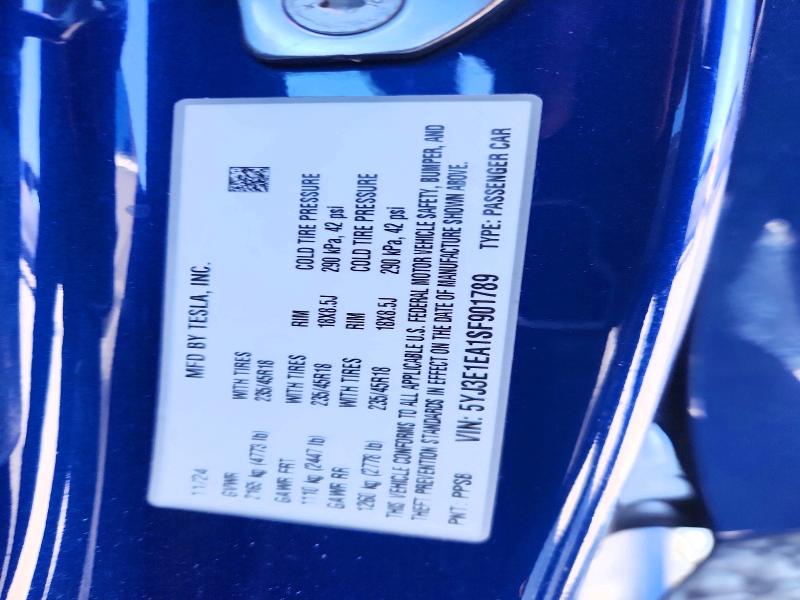 53720126 :رقم المزاد ، 5YJ3E1EA1SF901789 vin ، 2025 Tesla Model 3 مزاد بيع