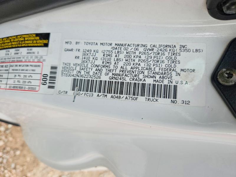 53230076 :رقم المزاد ، 5TEUU42N36Z232526 vin ، 2006 Toyota Tacoma مزاد بيع