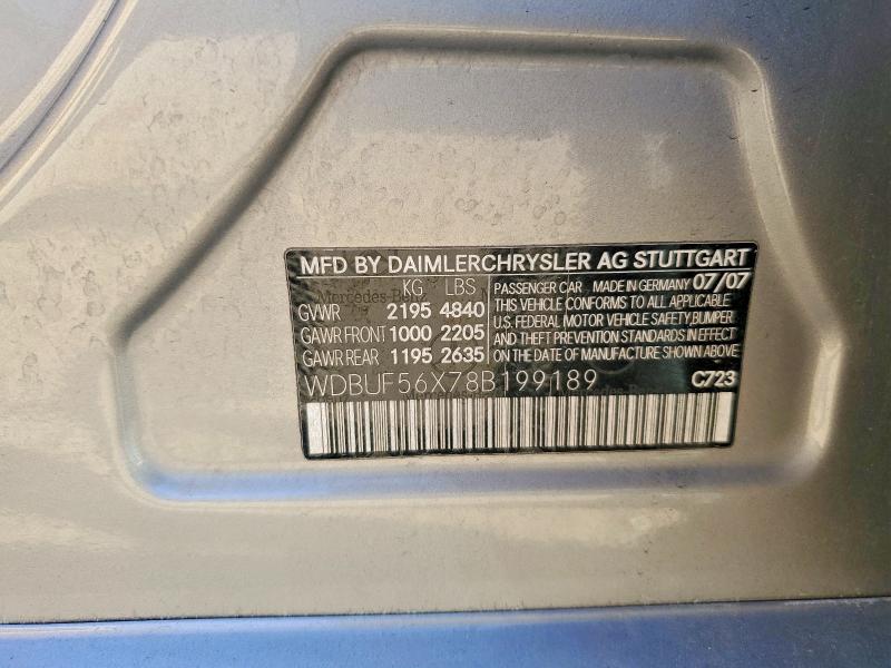 Продажа на аукционе авто 2008 Mercedes-benz E, vin: WDBUF56X78B199189, номер лота: 52537276