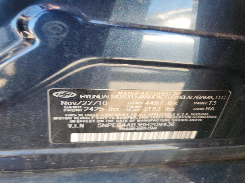 53901636 :رقم المزاد ، 5NPEC4AB3BH209436 vin ، 2011 Hyundai Sonata مزاد بيع