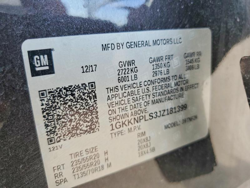 55388996 :رقم المزاد ، 1GKKNPLS3JZ181399 vin ، 2018 Gmc Acadia مزاد بيع