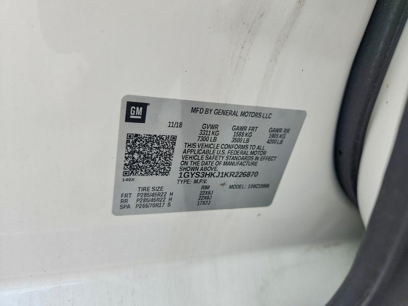 Aukcja sprzedaży 2019 Cadillac Escalade, vin: 1GYS3HKJ1KR226870, numer aukcji: 51269986