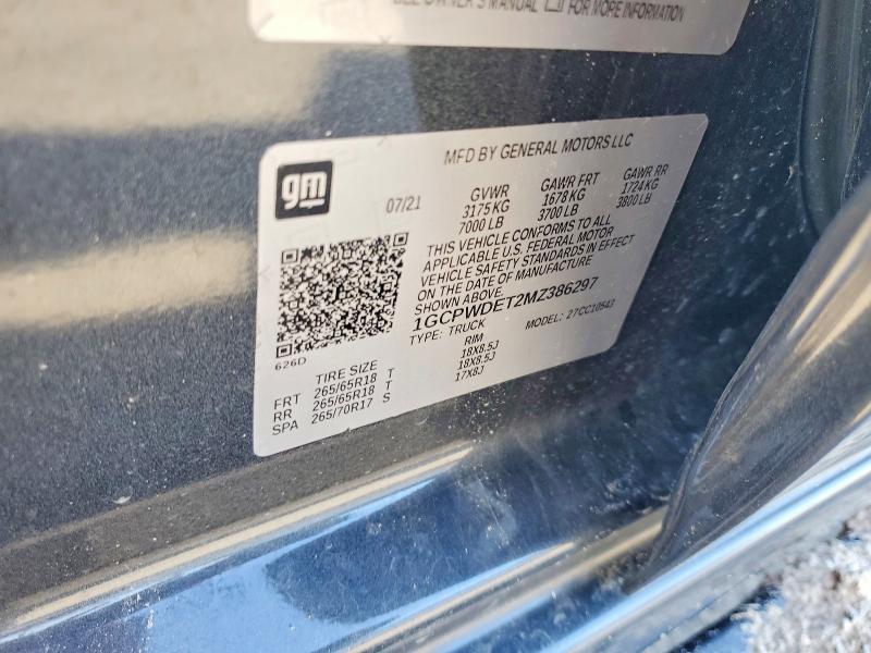 Продаж на аукціоні авто 2021 Chevrolet Silverado, vin: 1GCPWDET2MZ386297, номер лоту: 52094886