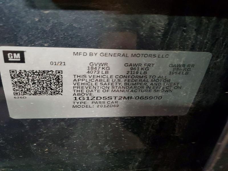51479716 :رقم المزاد ، 1G1ZD5ST2MF065900 vin ، 2021 Chevrolet Malibu مزاد بيع