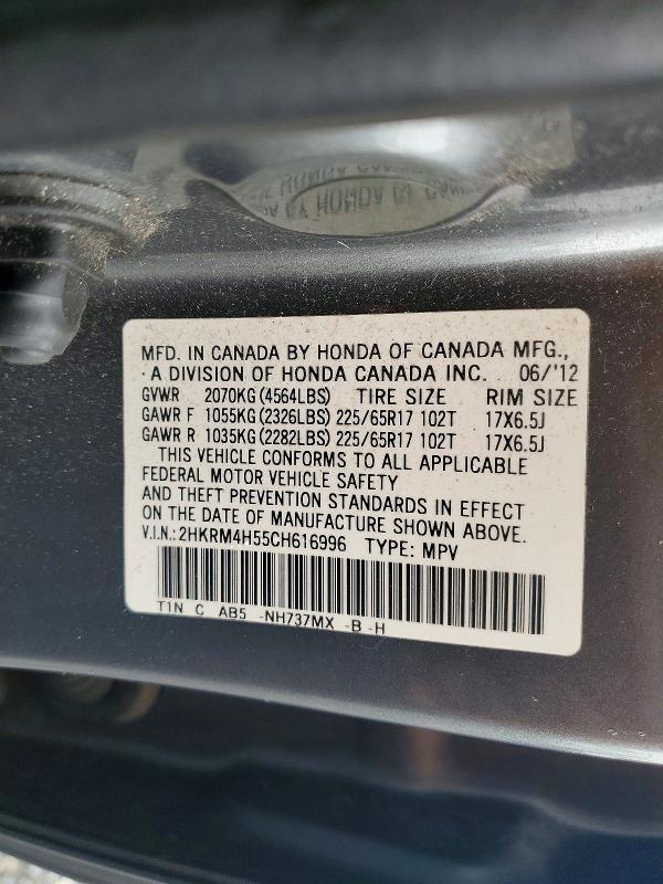 Продажа на аукционе авто 2012 Honda Cr-v, vin: 2HKRM4H55CH616996, номер лота: 53698936