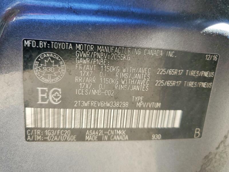 2017 Toyota Rav4 მანქანა იყიდება აუქციონზე, vin: 2T3WFREV6HW338298, აუქციონის ნომერი: 53424956
