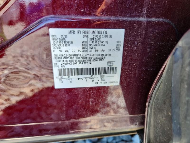Продажа на аукционе авто 2020 Ford Edge, vin: 2FMPK3J92LBA57614, номер лота: 53996696