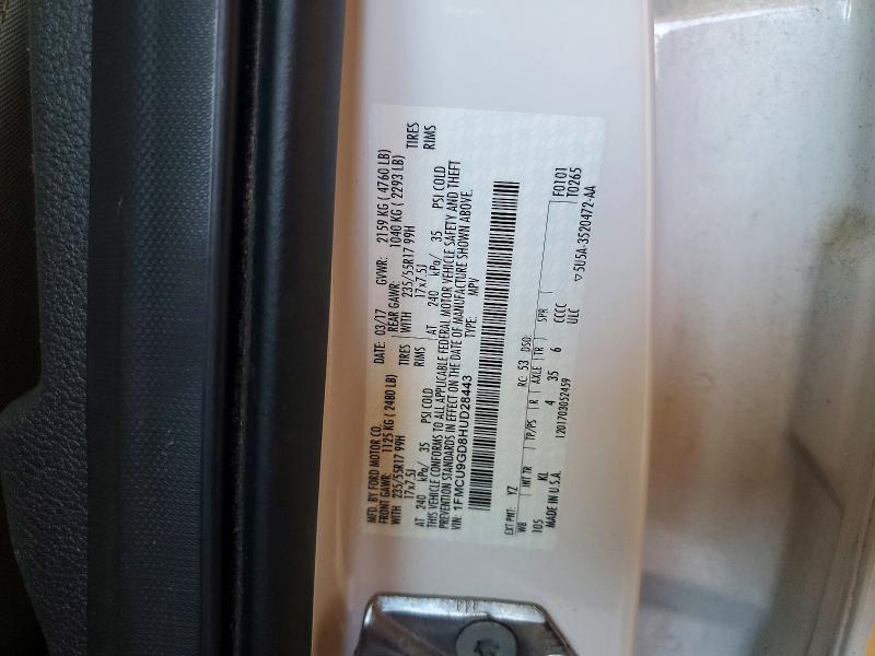 52516996 :رقم المزاد ، 1FMCU9GD8HUD28443 vin ، 2017 Ford Escape مزاد بيع