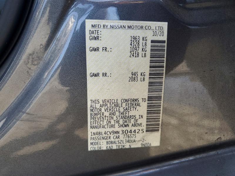 Продажа на аукционе авто 2021 Nissan Altima, vin: 1N4BL4CV9MN304425, номер лота: 53194426
