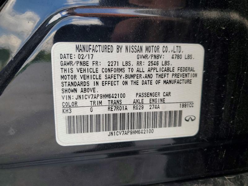 Aukcja sprzedaży 2017 Infiniti Q50, vin: JN1CV7AP9HM642100, numer aukcji: 53641376