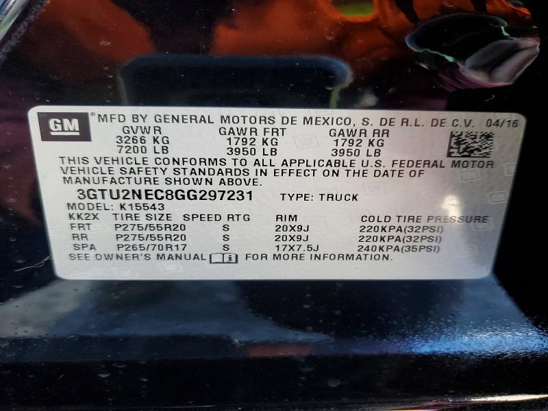 Продаж на аукціоні авто 2016 Gmc Sierra, vin: 3GTU2NEC8GG297231, номер лоту: 53377806