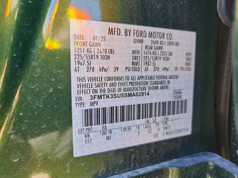 2025 Ford Mustang Mach-e მანქანა იყიდება აუქციონზე, vin: 3FMTK3SU5SMA02914, აუქციონის ნომერი: 52653066