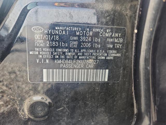 Продаж на аукціоні авто 2019 Hyundai Elantra, vin: KMHD84LF2KU784027, номер лоту: 52443546