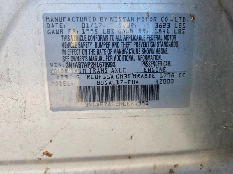 Aukcja sprzedaży 2017 Nissan Sentra, vin: 3N1AB7AP2HL670993, numer aukcji: 53131976