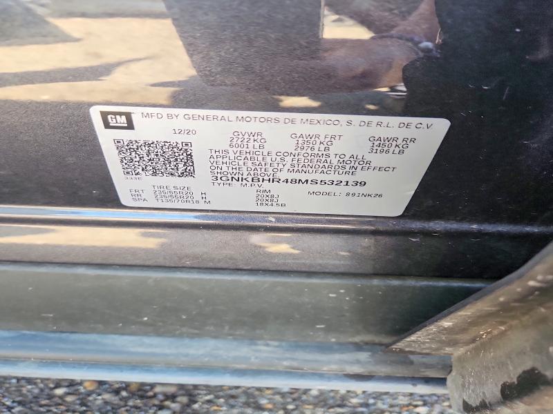 Auction sale of the 2021 Chevrolet Blazer, vin: 3GNKBHR48MS532139, lot number: 52001506