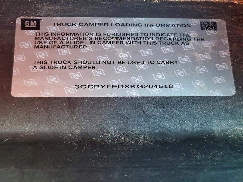 2019 Chevrolet Silverado მანქანა იყიდება აუქციონზე, vin: 3GCPYFEDXKG204518, აუქციონის ნომერი: 53440376