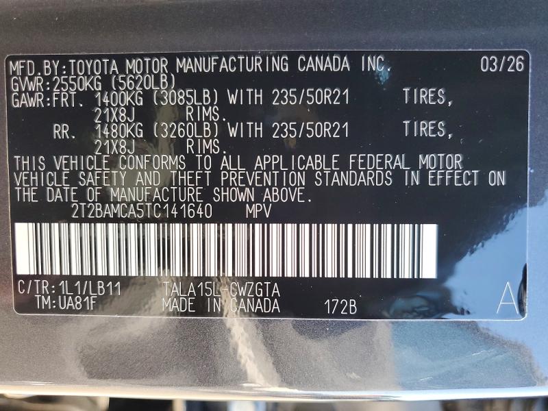 Продажа на аукционе авто 2026 Lexus Rx 350, vin: 2T2BAMCA5TC141640, номер лота: 55143176