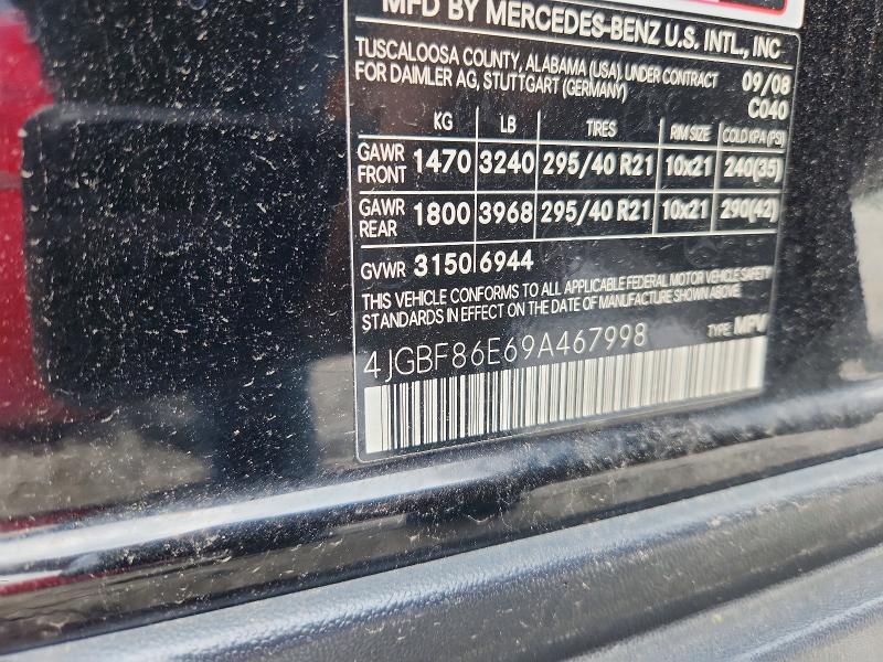 52718576 :رقم المزاد ، 4JGBF86E69A467998 vin ، 2009 Mercedes-benz Gl مزاد بيع