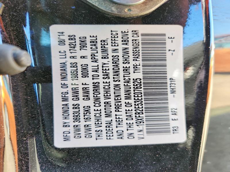 Продаж на аукціоні авто 2014 Honda Civic, vin: 19XFB2E53EE076525, номер лоту: 51902056