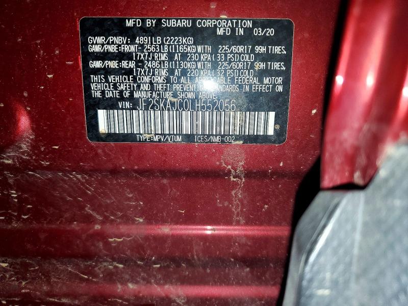 Продажа на аукционе авто 2020 Subaru Forester, vin: JF2SKAJC0LH552056, номер лота: 55053786