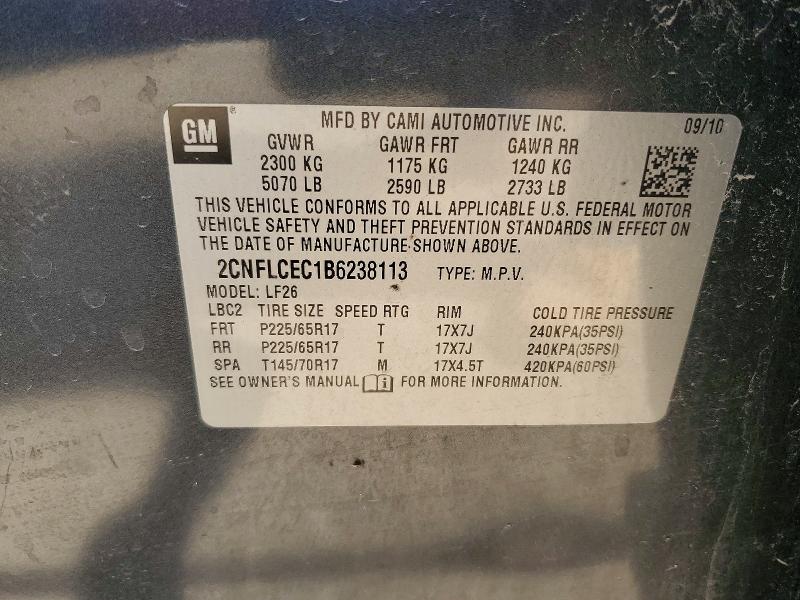 2011 Chevrolet Equinox მანქანა იყიდება აუქციონზე, vin: 2CNFLCEC1B6238113, აუქციონის ნომერი: 52508986