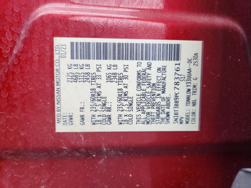 52373196 :رقم المزاد ، 5N1BT3BB9PC783761 vin ، 2023 Nissan Rogue مزاد بيع