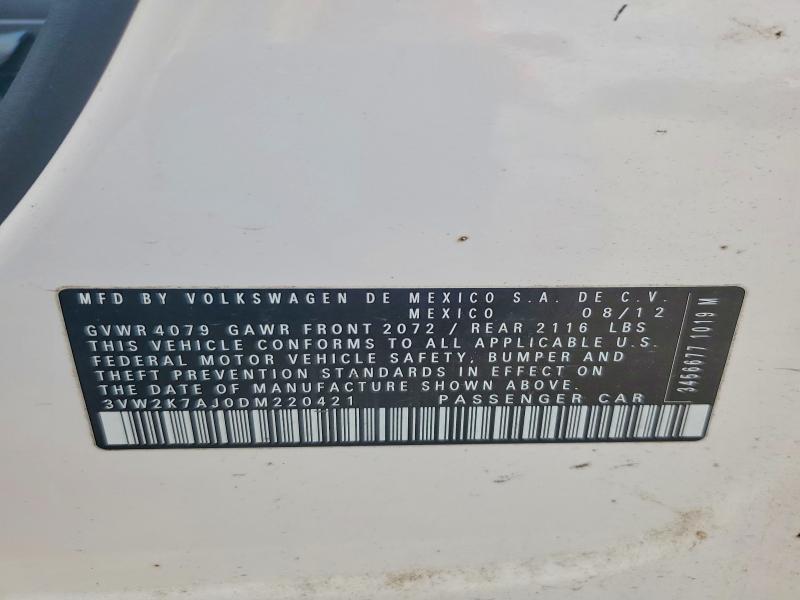 Продажа на аукционе авто 2013 Volkswagen Jetta, vin: 3VW2K7AJ0DM220421, номер лота: 52285706