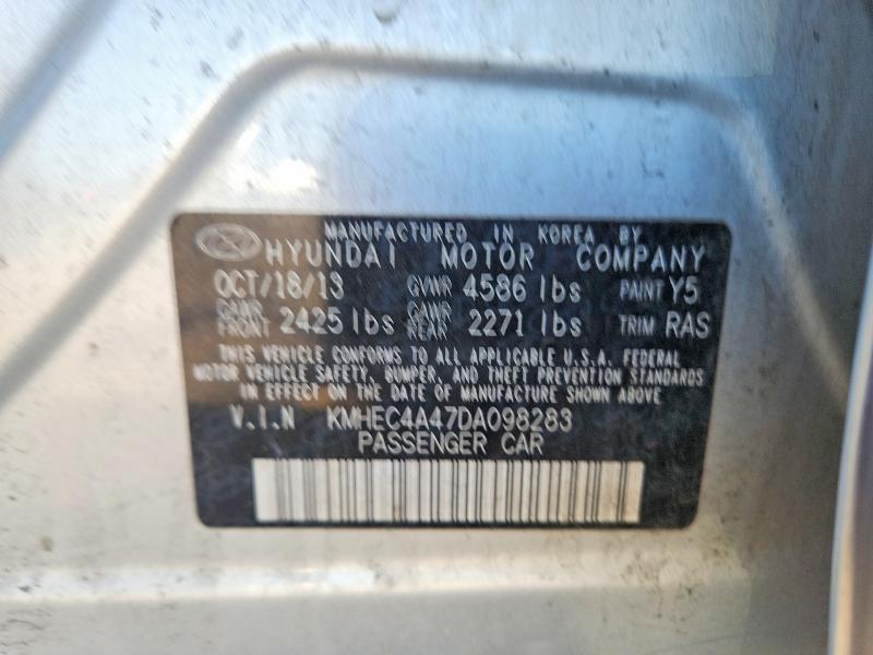 Aukcja sprzedaży 2013 Hyundai Sonata, vin: KMHEC4A47DA098283, numer aukcji: 51945326