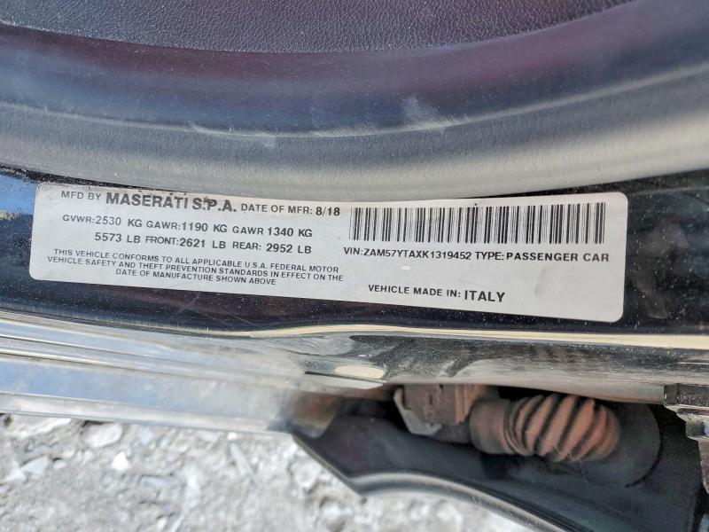 Aukcja sprzedaży 2019 Maserati Ghibli, vin: ZAM57YTAXK1319452, numer aukcji: 51613716