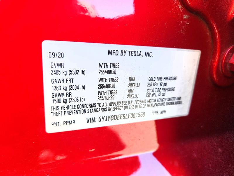 Продаж на аукціоні авто 2020 Tesla Model Y, vin: 5YJYGDEE5LF051560, номер лоту: 51915516