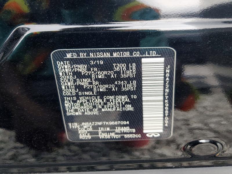 Aukcja sprzedaży 2019 Infiniti Qx80, vin: JN8AZ2NF7K9687094, numer aukcji: 52479726