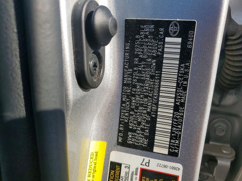2017 Toyota Camry მანქანა იყიდება აუქციონზე, vin: 4T1BF1FK8HU666111, აუქციონის ნომერი: 52886656