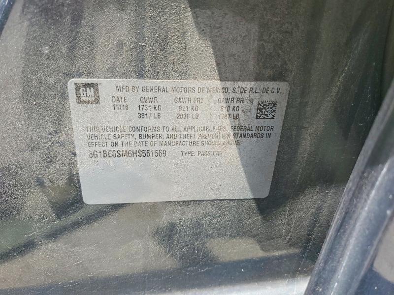 2017 Chevrolet Cruze მანქანა იყიდება აუქციონზე, vin: 3G1BE6SM6HS561569, აუქციონის ნომერი: 53179226
