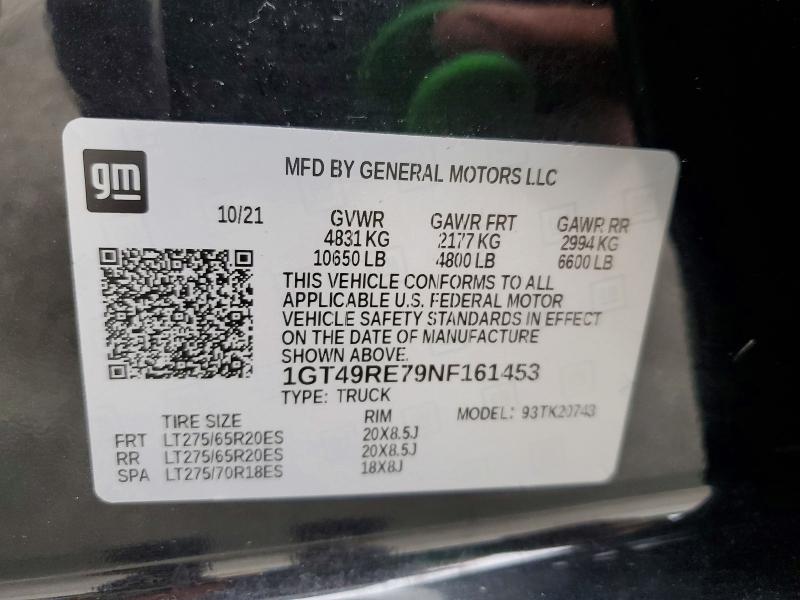 Продажа на аукционе авто 2022 Gmc Sierra, vin: 1GT49RE79NF161453, номер лота: 53434626